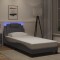 vidaXL Cadru de pat cu lumini LED, gri, 90x190 cm, piele ecologică 3213990