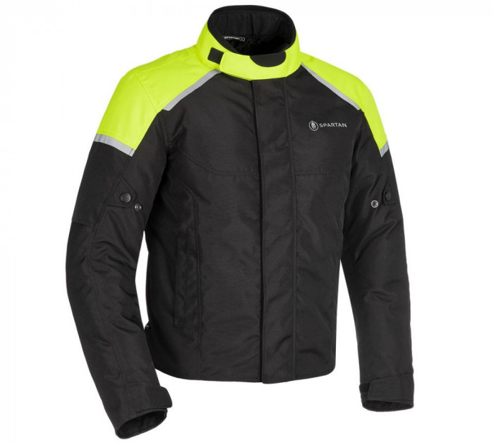 MBS Geaca textila impermeabila Oxford Spartan, versiune scurta, negru/galben-fluo, XL, Cod Produs: SM210202XLOX