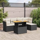 Cumpara ieftin Gossi set mobilier de gradina cu perne, 6 piese, negru, poliratan