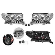 Set faruri Toyota Land Cruiser V8 (Fj200), 11.2007-08.2015, partea Stanga+Dreapta, Tuning, Fata, Lampa de parcare pe fibra optica; tip bec H1+H1; man