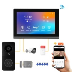 Videointerfon Smart Tuya 7&rdquo; Touch, CRISTALIS SALE&trade; Camera 1080P, PIR, Night Vision, IP65 cloud si card microSD