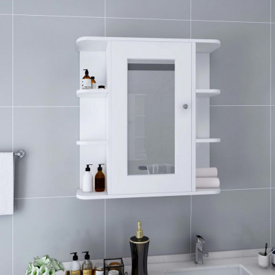 vidaXL Dulap de baie cu oglindă, alb, 66x17x63 cm, MDF foto