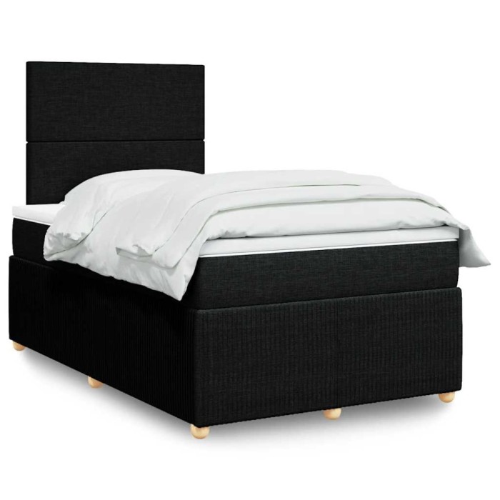 vidaXL Pat box spring cu saltea, negru, 120x200 cm, textil 3294318