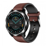 Smartwatch STAR X3 Negru cu bratara maro inchis din piele, 1.3 Full Touch, EKG, Saturatie oxigen, Ritm cardiac, Presiune sanguina, IP68