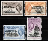 Falkland Dep 1953, Mi #34-37*, sarniera, navigatie, corabii, MH! Cota 3 &euro;!, Transporturi, Nestampilat