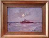 Cumpara ieftin Dimitrie Florian (Dobosariu) (1889&ndash;1979)-&quot;Vechea navă rom&acirc;nească de război&quot;, pictură &icirc;n ulei, Marine, Realism