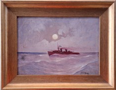 Dimitrie Florian (Dobosariu) (1889&ndash;1979)-&quot;Vechea navă rom&acirc;nească de război&quot;, pictură &icirc;n ulei