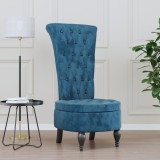 vidaXL Fotoliu cu spătar &icirc;nalt, albastru, catifea, design cu nasturi