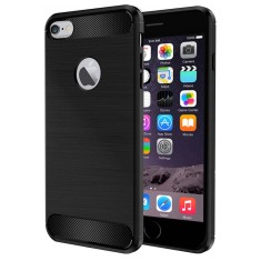 Husa iPhone 6, 6S Techsuit Carbon Silicone cu decupaj sigla, negru foto