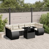 Cumpara ieftin Set mobilier de grădină cu perne, 8 piese, negru, poliratan
