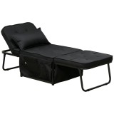 HOMCOM Fotoliu extensibil 4 &icirc;n 1 cu spătar reglabil &icirc;n 5 poziții, cu pernă 180 x 64 x 40 cm negru | Aosom Romania