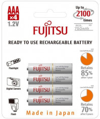 Acumulatori AAA, R3, Fujitsu minim 750mAh, Ni-MH, 4 Bucati / Set foto