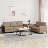 VidaXL Set de canapele cu perne, 2 piese, cappuccino, piele ecologică