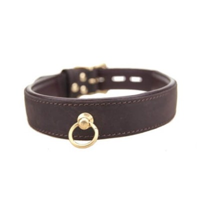 BOUND Nubuck &amp;ndash; Choker din Piele cu Inel foto