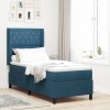 VidaXL Pat cu boxă spring LED și saltea albastru 80 x 200 cm Catifea