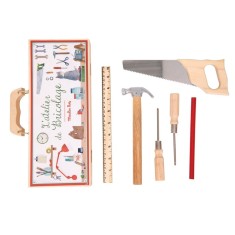 Set de joaca unelte din lemn si otel in valiza Moulin Roty 6 piese