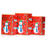 Set 3 cutii dreptunghiulare Crăciun - model om de zăpadă vesel