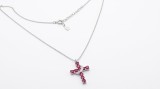 Cumpara ieftin Colier Argint 925 Cruce cu Cristale Rubin si Zirconiu