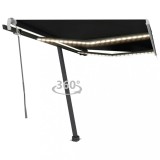 Copertina retractabilă manuală cu LED vidaXL, 350x250 cm, antracit, protectie UV, impermeabilă