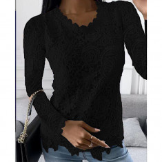 Bluza eleganta neagra de dama model cu dantela, model 2