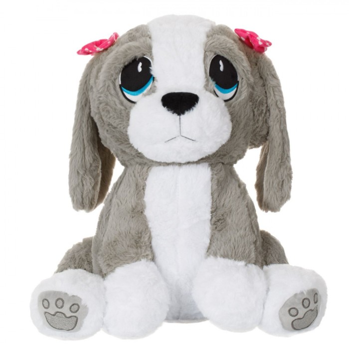 Caine de plus mare cu ochii mari si doua funsite la urechi, pentru copii, model unisex, ConceptSeller, 52 cm