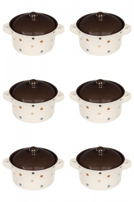 Set boluri supa, 6 piese, 650 ml, Ceramica, Bej print foto