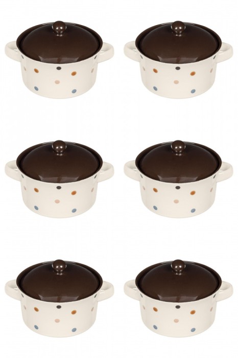 Set boluri supa, 6 piese, 650 ml, Ceramica, Bej print