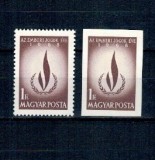 Ungaria 1968 - Drepturile Omului, dantelata si nedantelata neuzata