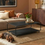 Masa de cafea F&ouml;rder 115x50x45 cm din otel negru mat, [en.casa]