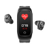 Cumpara ieftin Ceas Smartwatch 2 in1 Techstar&reg; N8 cu Casti Wireless, Ecran tactil de 0,96 inch, Bluetooth, MP3, Waterproof, Apelare, Oxigen din sange, Calori, Ritm c