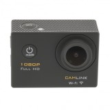Camera video de actiune Full HD Camlink, 1080p, functie Wi-Fi, ecran TFT, microfon incorporat, negru