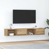 Dulapuri TV vidaXL Stejar Artisan 2 buc, 80x31x25.5cm, Lemn, Sertar, Raft, Maro