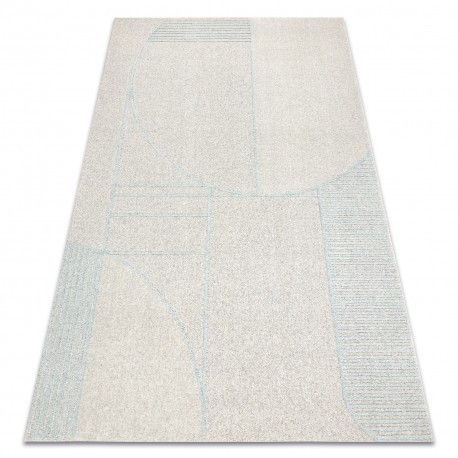 Covor din l&acirc;nă FLUX 461.14.AE120 OSTA - Geometric, structural, loft gri / albastru, 240x340 cm