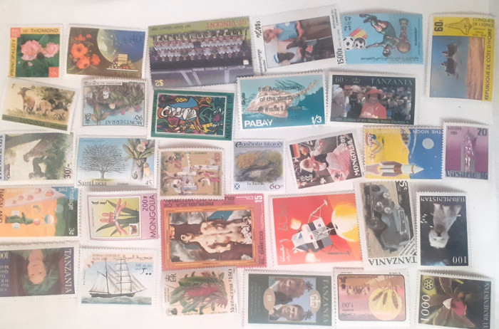 Timbre straine , plic 30 diferite timbre nestampilate