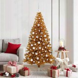 vidaXL Brad de Crăciun cu 300 LED cu suport Auriu 180 cm PET 3396630