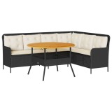 Cumpara ieftin Set canapele de gradina cu perne, 2 piese, negru, poliratan