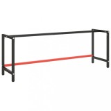 vidaXL Cadru banc de lucru, negru mat/roșu mat, 220x57x79 cm, metal