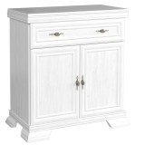 Comoda living VM1, 2 usi, sertar, Alb Antichizat, 88 x 46 x 97 cm