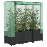 Cumpara ieftin Strat &icirc;nălțat cu husă de seră, aspect ratan, 120x40x138 cm