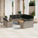 Gossi set canapea de gradina cu perne, 12 piese, gri, poliratan