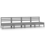 Canapele Gradina Gossi, 4 buc, Gri, Lemn Masiv Pin, Modulara, Exterior, Relaxare, 63.5x63.5x62.5 cm