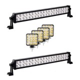 Pachet Lumini Off Road LED BAR 2x120W + Proiectoare LED 4x48W, Total 408W