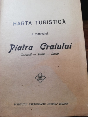 Harta turistica Piatra Craiului, Zarnesti/Bran/Rucar/ 1934,Inst.Cart.Unirea foto