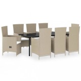 Cumpara ieftin Set mobilier pentru gradina cu perne, 9 piese, bej