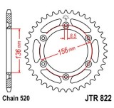 Pinion spate 52 dinti pas lant 520 - Beta RR 250 (05-12) - Husqvarna CR - WR - WRE - TC 125-570-610 - Suzuki PE - RS 250 (80-81)