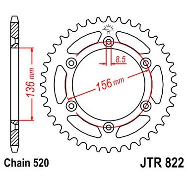 Pinion spate 47 dinti pas lant 520 - Gas Gas EC 250-30 (00) - Husqvarna TE 450 (07-10) - TC 510 (05-10) Suzuki DR 250 (93-94) foto