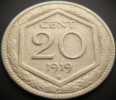 Moneda istorica 20 CENT / CENTI - ITALIA, anul 1919 * cod 4336 foto