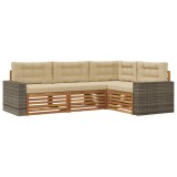 vidaXL Set de canapele de exterior 4 pcs Natural și Bej 3383311