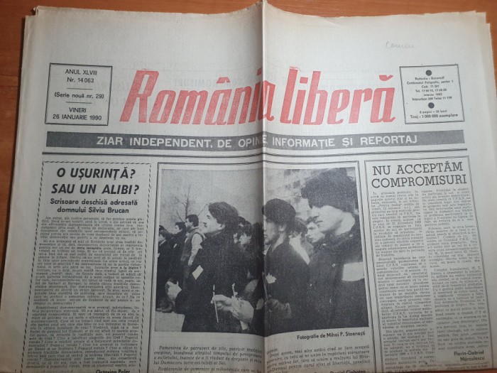 romania libera 26 ianuarie 1990-interviu ana blandiana,silviu brucan