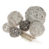 Set Sfere Decorative, 7 Bucăți, Gri-Bej, Diametru 4-7 cm, Decor Gr&acirc;u, Oem